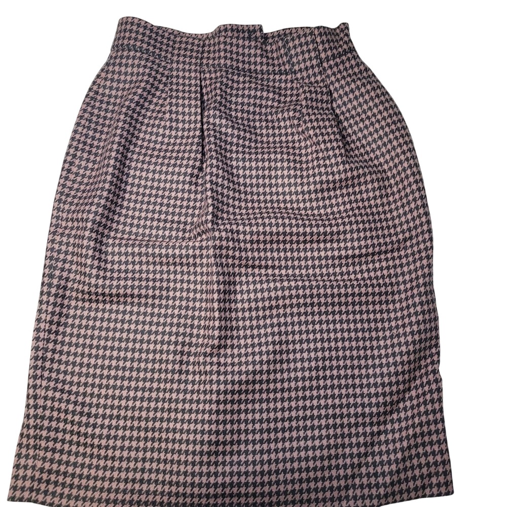 JONES NEW YORK Houndstooth Pencil Skirt Pink Gray Wool‎ Blend Size 10